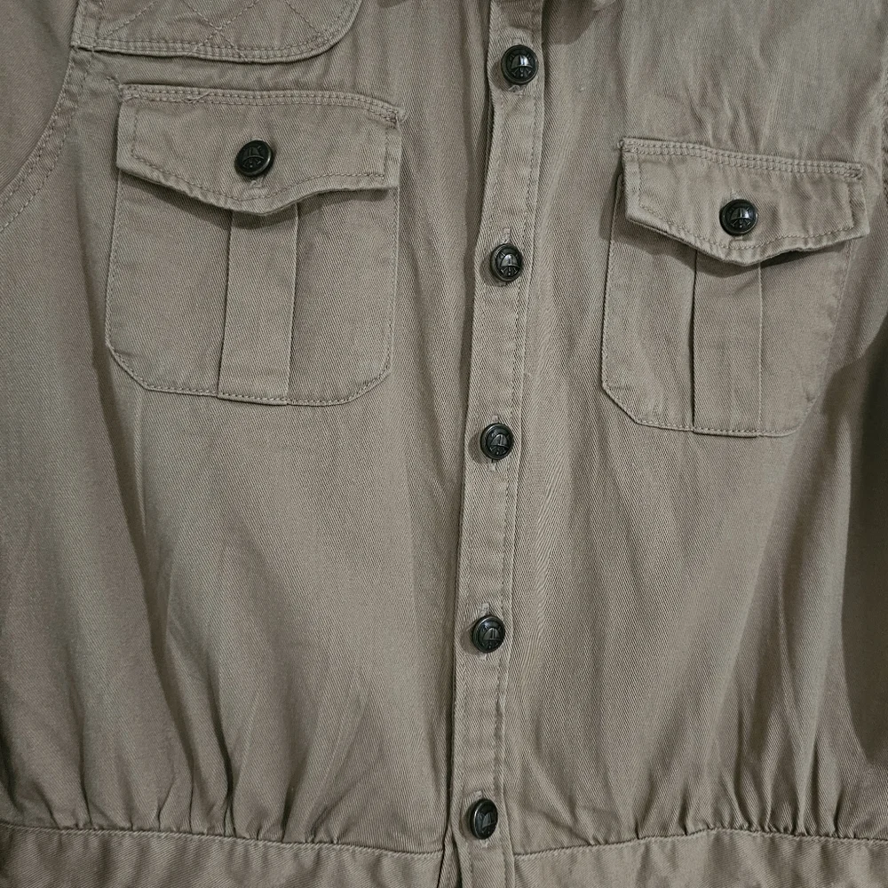 Girl's Ralph Lauren Khaki Collared Long‎ Sleeve Button Flare Skirt Dress sz 16